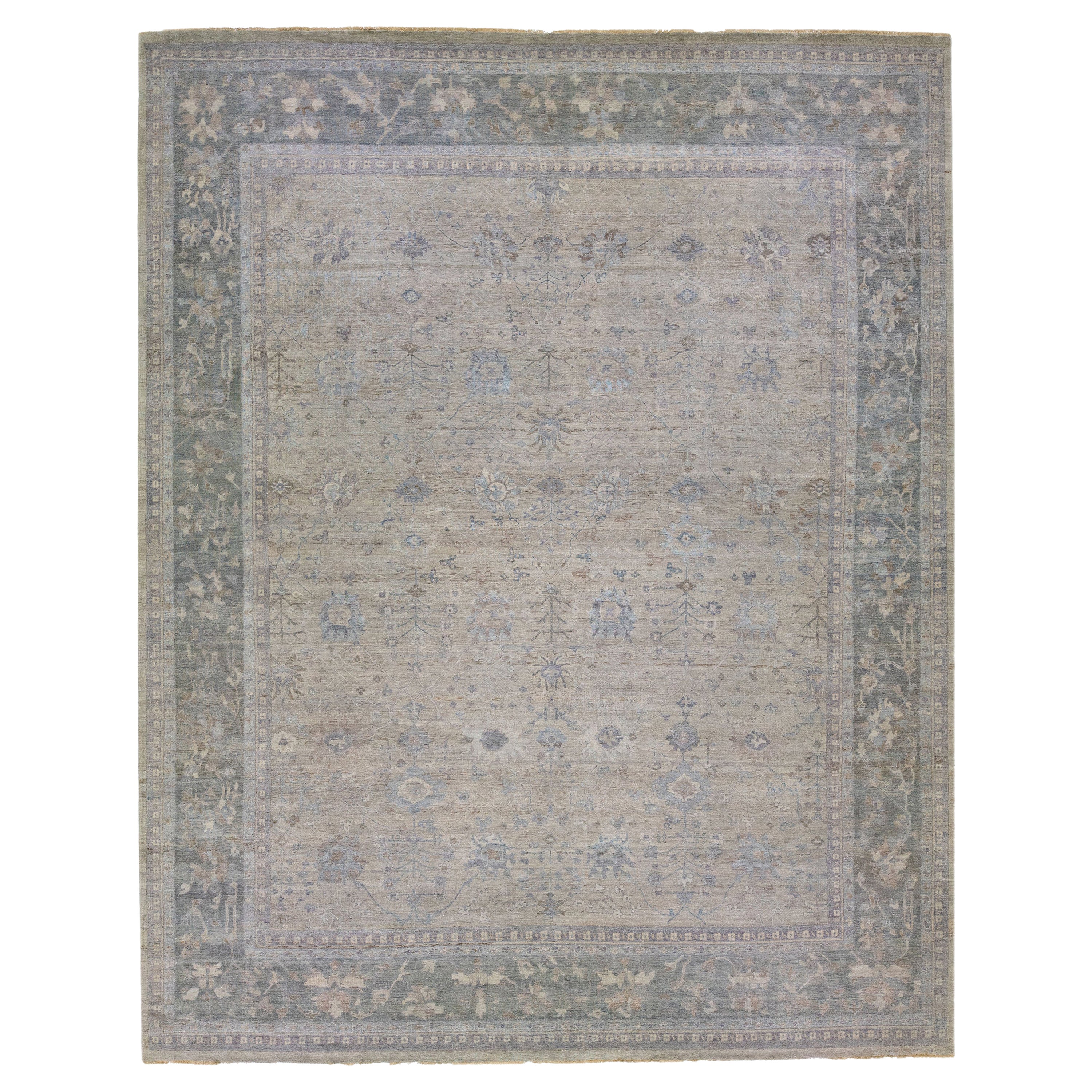 Handmade Modern Artisan Collection Indian Wool Rug In Light Gray By Apadana