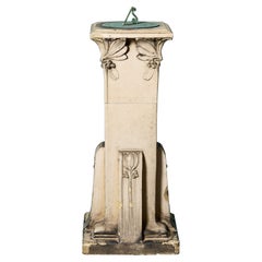 Antiguo Reloj de Sol de Gres Esmaltado Art Nouveau