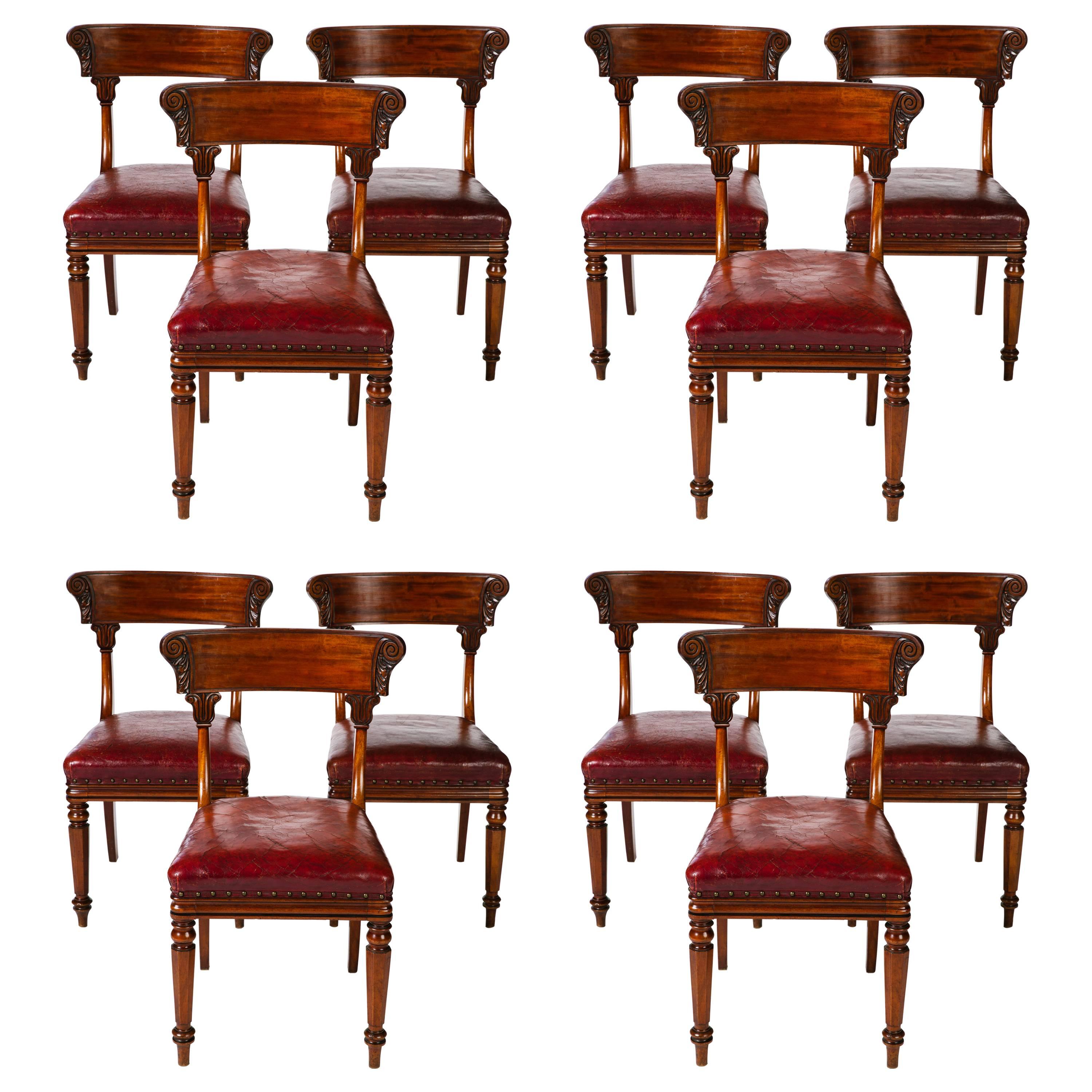 Set of 12 Late Regency Mahogany Side Chairs For Sale