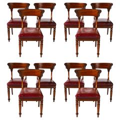 Antique Set of 12 Late Regency Mahogany Side Chairs