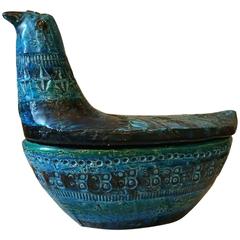 Mid-Century Art Pottery Bird Sculpture Vessel by Aldo Londi for Bitossi, Italy
