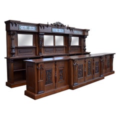 15ft Victorian Style Carved Oak Front and Back Bar