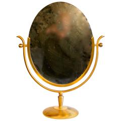 Charles Hollis Jones Oval Brass Table Mirror
