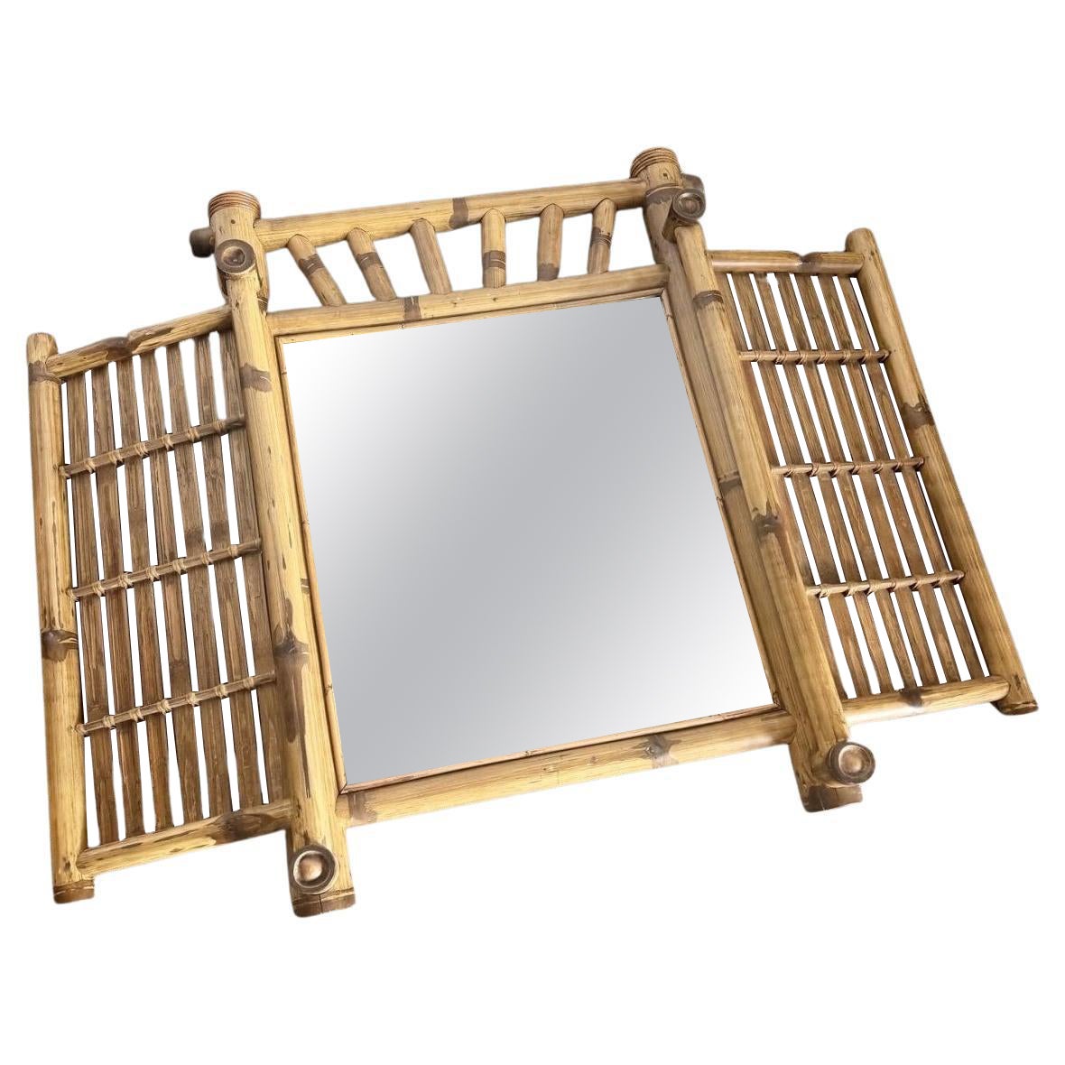Miroir mural en bambou Boho Chic