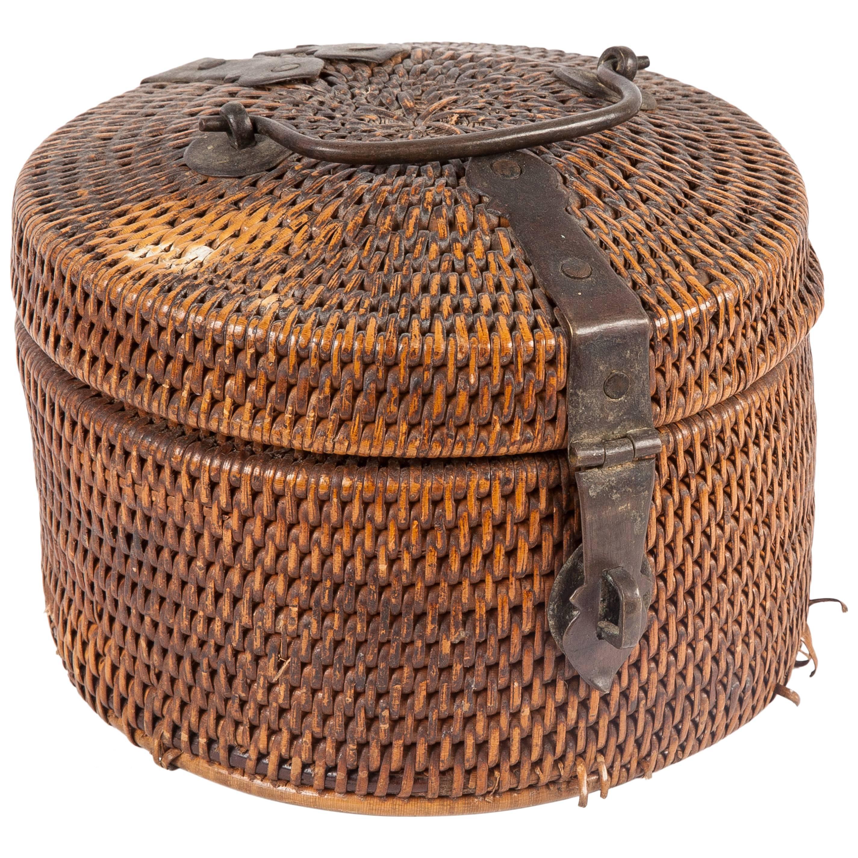 Small Rattan Basket from Southern India For Sale