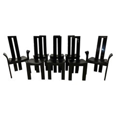 Set of 8 Pietro Costantini Black Lacquered Dining Chairs -- 22 Chairs Available