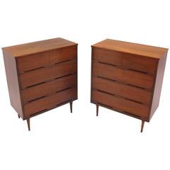 Pair of Danish Modern Walnut High Chests 9