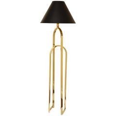 Brass Modern Double Arched Form 1970s Standing Floor Lamp