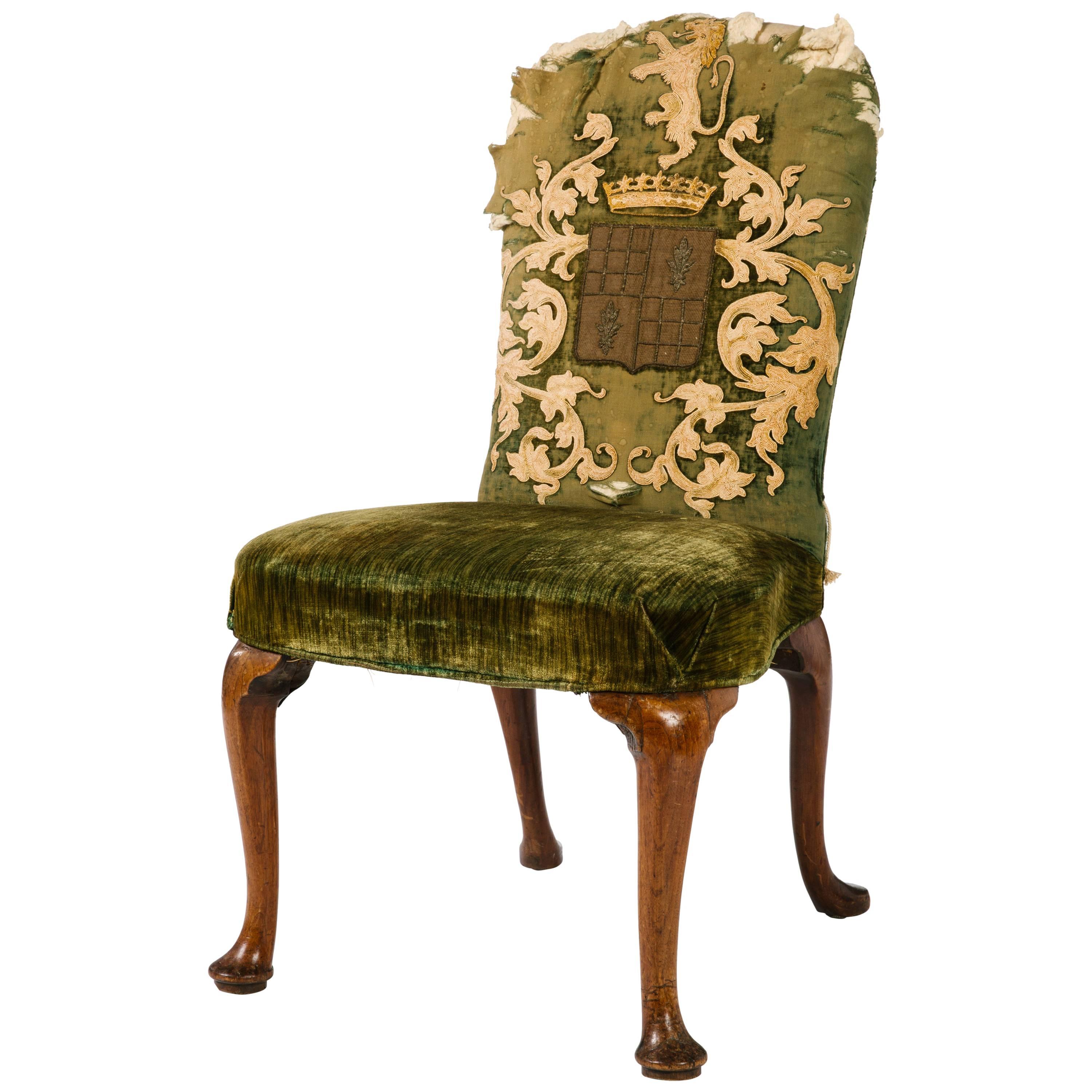 Queen Anne Walnut Side Chair For Sale
