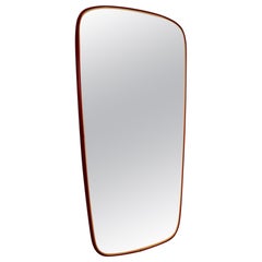 Elegant Mid Century Red Framed Mirror, France