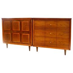 1950s Pair of American Walnut Small Cabinets