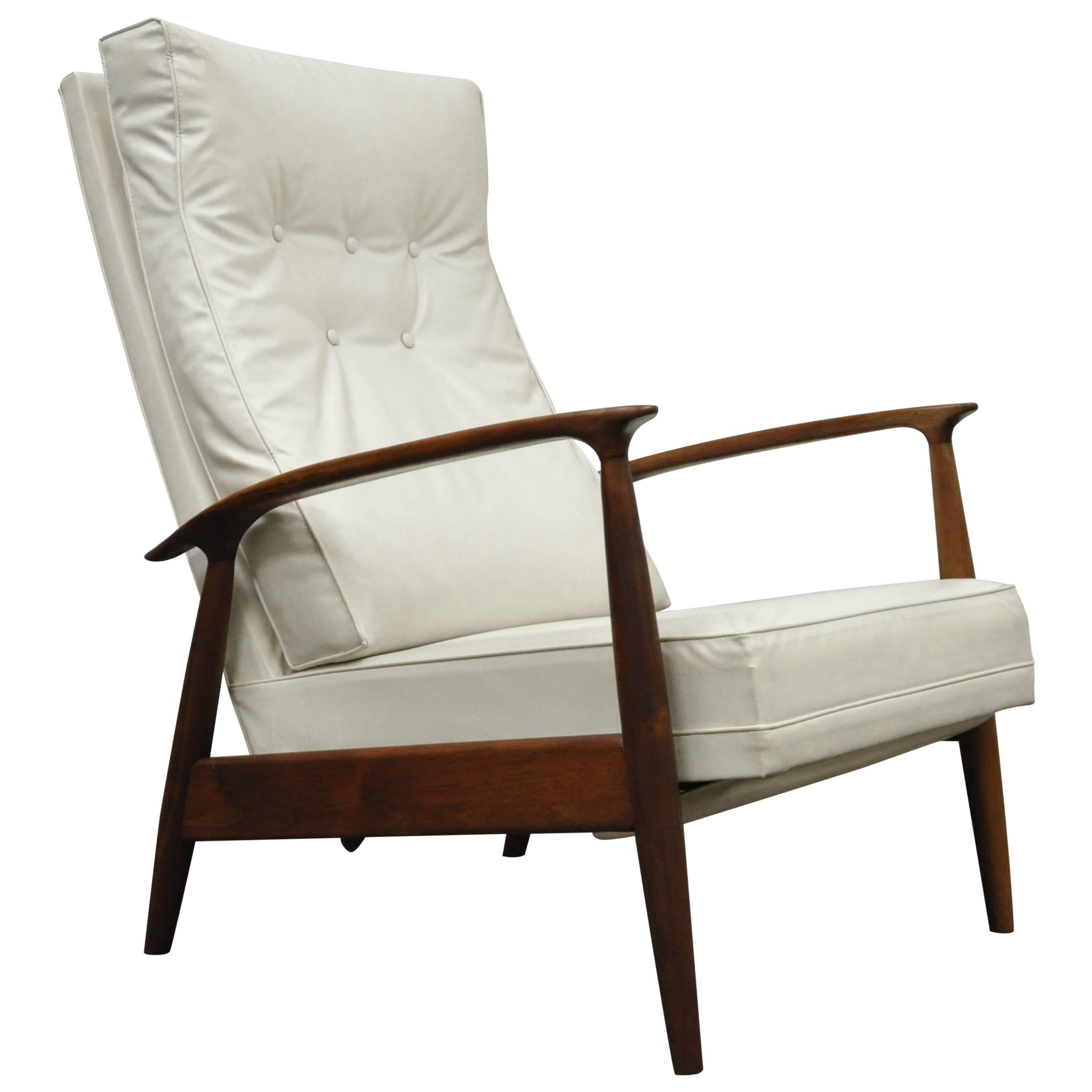 Milo Baughman for James Inc Thayer Coggin Sculpted Walnut Recliner Lounge Chair
