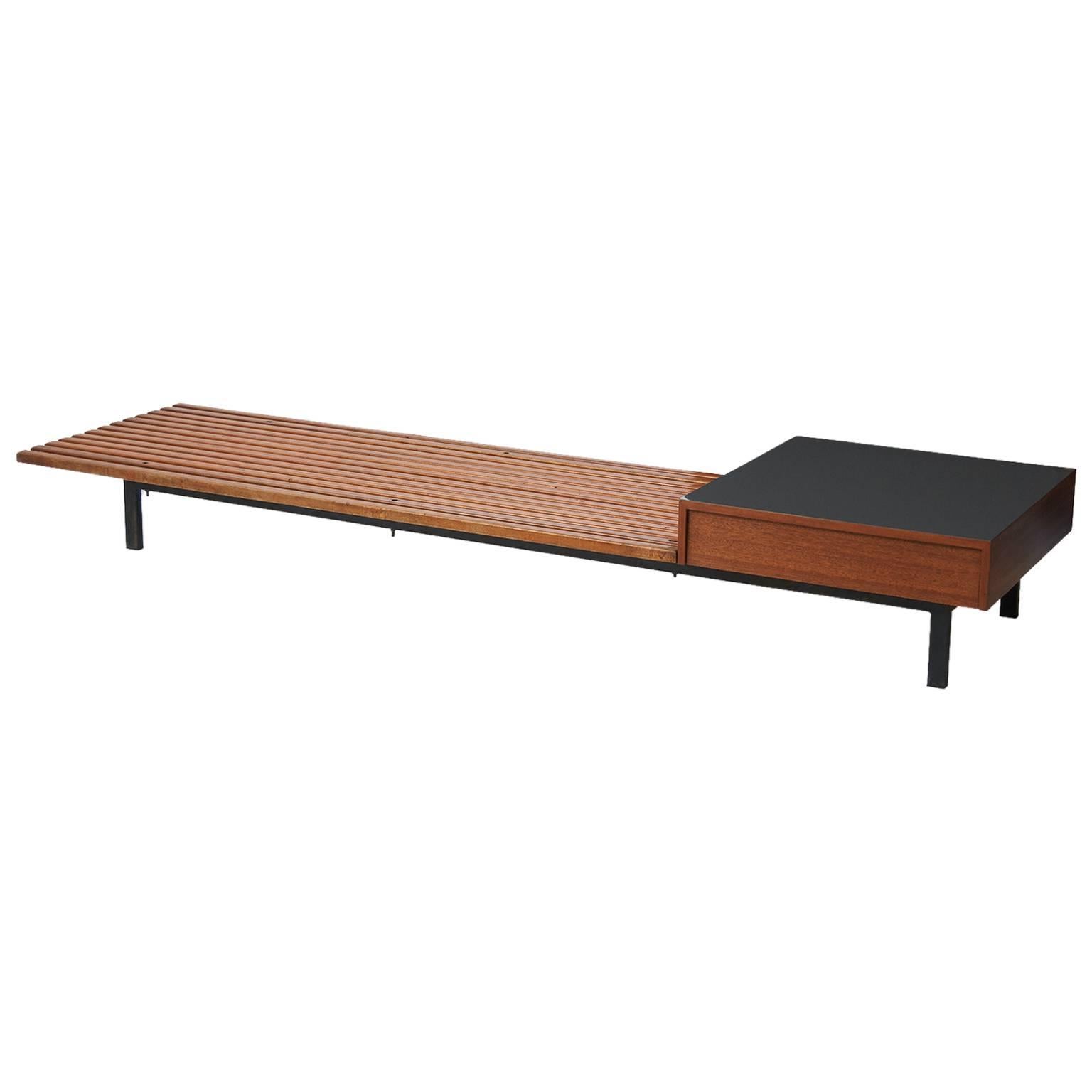 Charlotte Perriand Bench with Drawer from Cite' Cansado