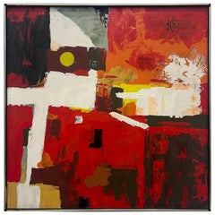 Lee Reynolds Pittura ad olio astratta della metà degli anni '60 per Vanguard Studios