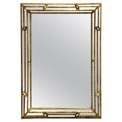 La Barge Italian Giltwood Carved Rectangular Geometric Mirror