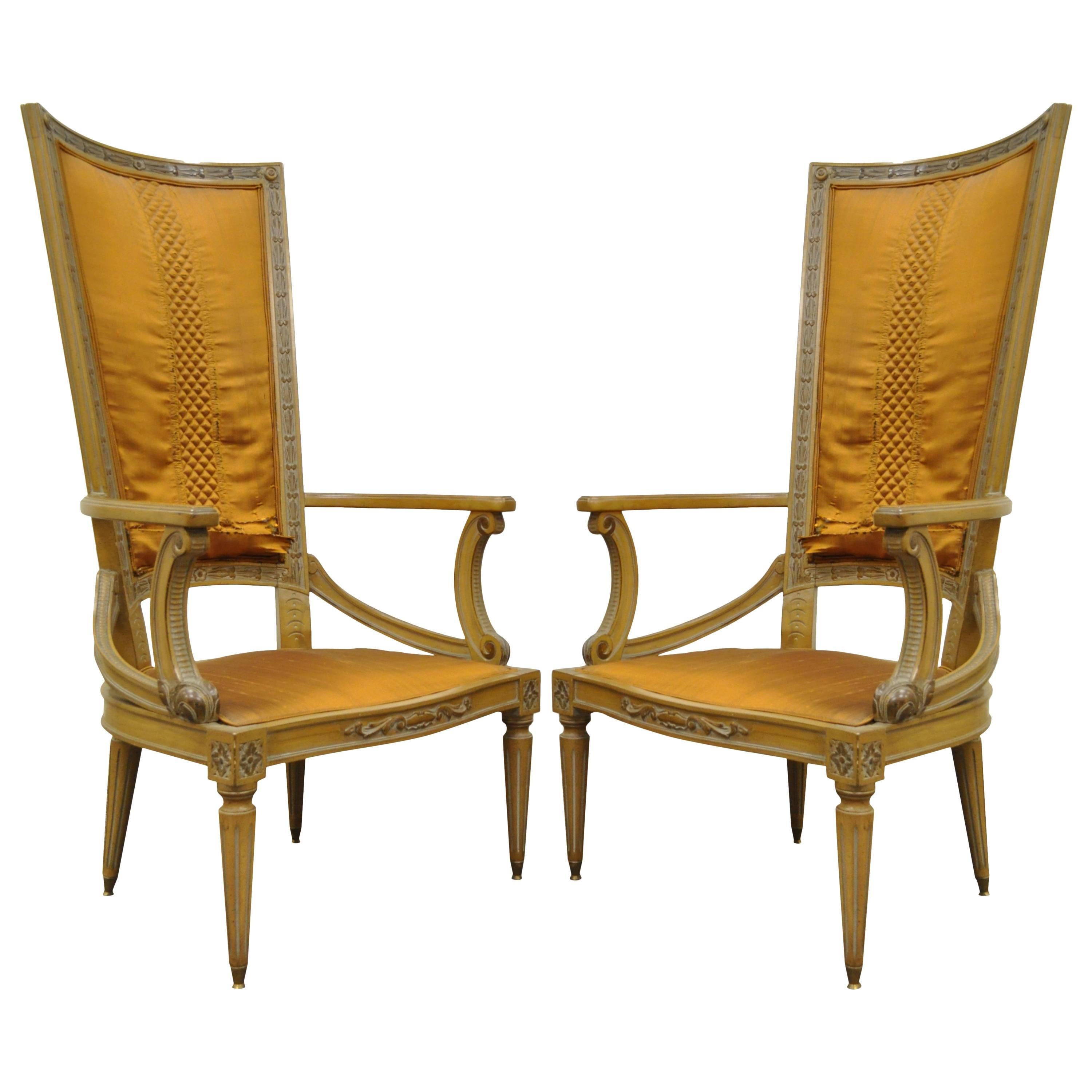 Pair of Tall Back Hollywood Regency Sculptural Arm Chairs after Dorothy Draper