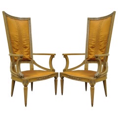 Pair of Tall Back Hollywood Regency Sculptural Arm Chairs after Dorothy Draper