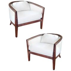 Pair of Low Barrel Back Chairs