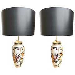 Antique Pair Art Deco Table Lamps Luneville France