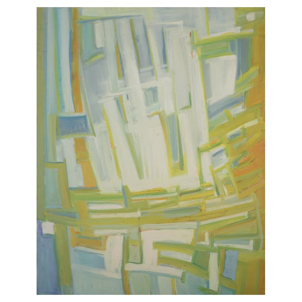 Artista sconosciuto. Olio su tela. Composizione astratta. Tavolozza colorata.