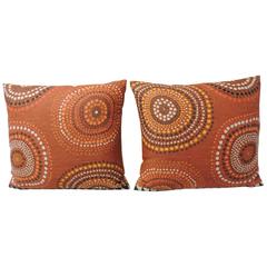 Pair of Orange Mod Design Linen Decorative Pillows 7