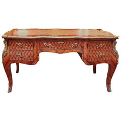 Elaborate Inlaid Louis XV Style Desk with Leather Top