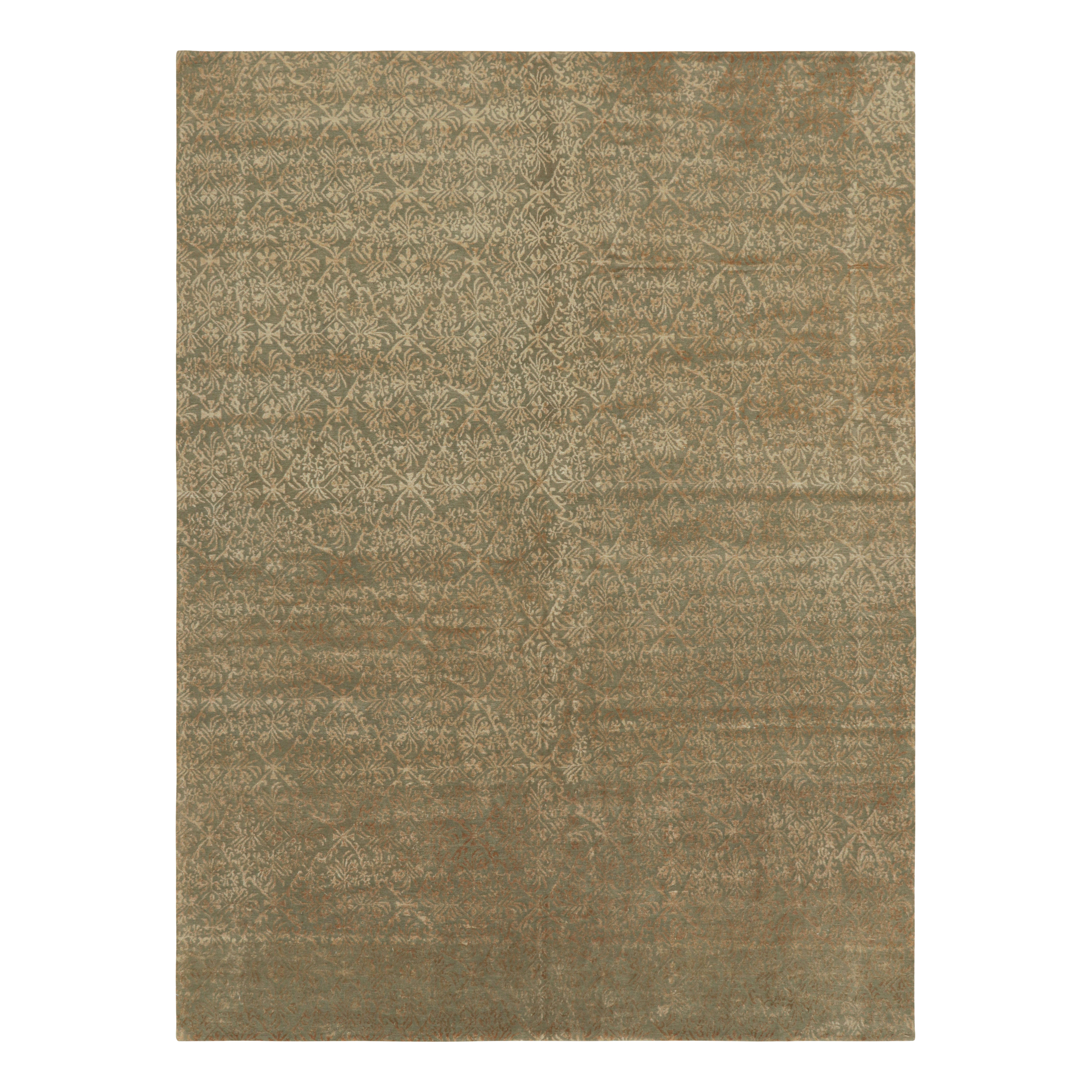 Rug & Kilim’s European Style Rug in Brown and Gold Florals “Cordoba” For Sale