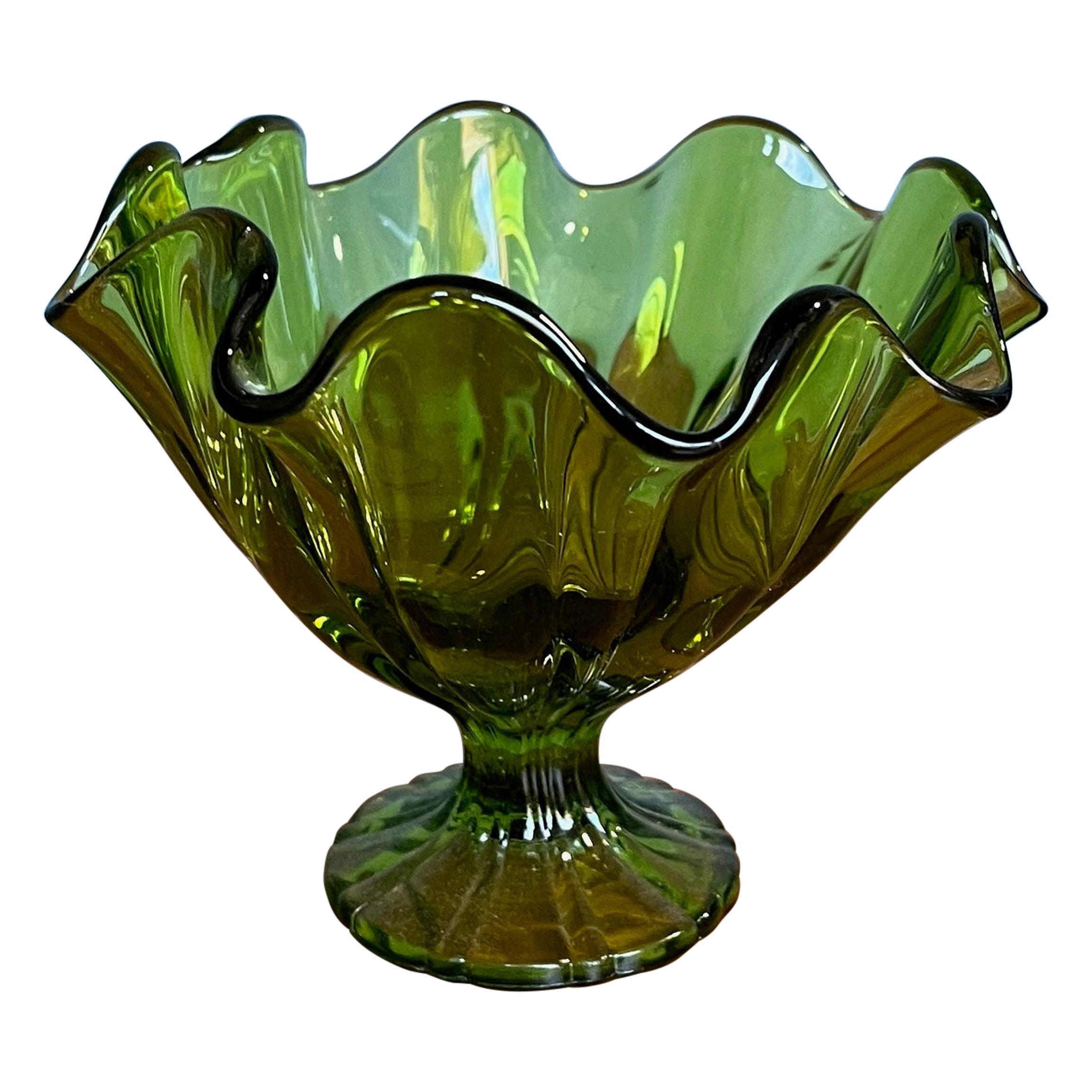 Mid-Century Modern Green Glass Coupe by Viking For Sale