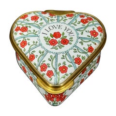Caja de baratijas pintada con esmalte en forma de corazón Halcyon Days