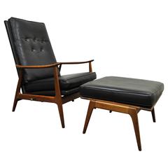 Milo Baughman for James Inc Thayer Coggin Walnut Recliner Lounge Chair & Ottoman 1