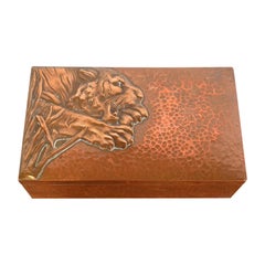 Humidificador antiguo estilo Roycroft Arts & Crafts de cobre martillado y plata