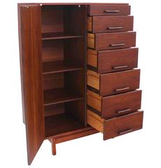 Vintage Danish Modern Oiled Walnut Chifferobe Dresser Chest of 7 Drawers