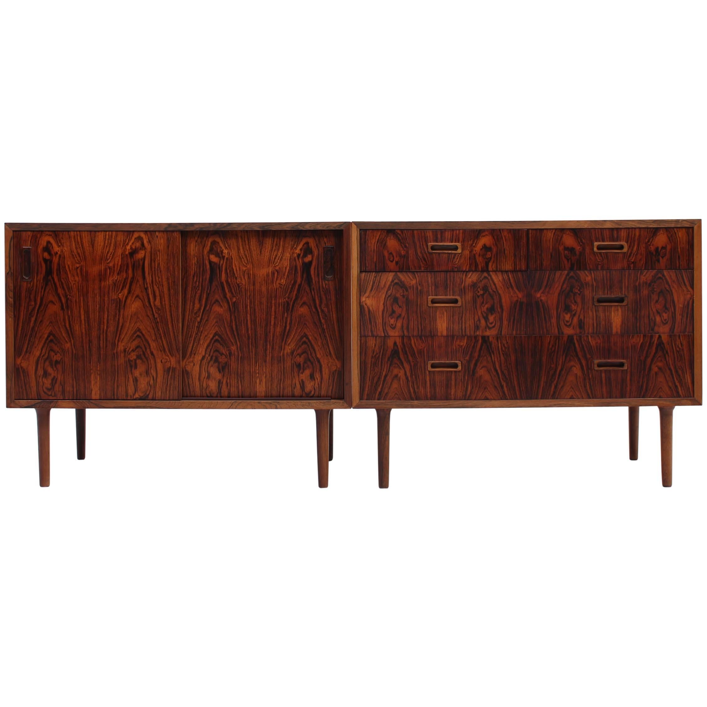 Danish, Mid-Century Rosewood Chest of Drawers and Cabinet by Lyby Møbler For Sale