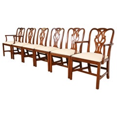 Baker Furniture Historic Charleston Georgian Carved Mahogany Dining Chairs, Six