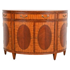 Regency Inlaid Mahogany Demilune Sideboard or Bar Cabinet