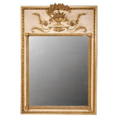 Trumeau-Spiegel im Louis XVI-Stil in Creme und Giltwood