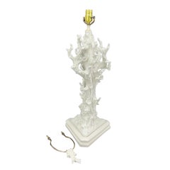 Mid-Century Italian Faux Bois Ceramic Glazed Table Lamp