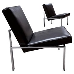2er Set Bauhaus Sessel Leder schwarz Stahlrohr Chrom, Deutschland Años 60