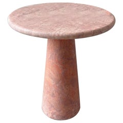 Table d'appoint ronde en travertin rouge, dans le style d'Angelo Mangiarotti de 1970