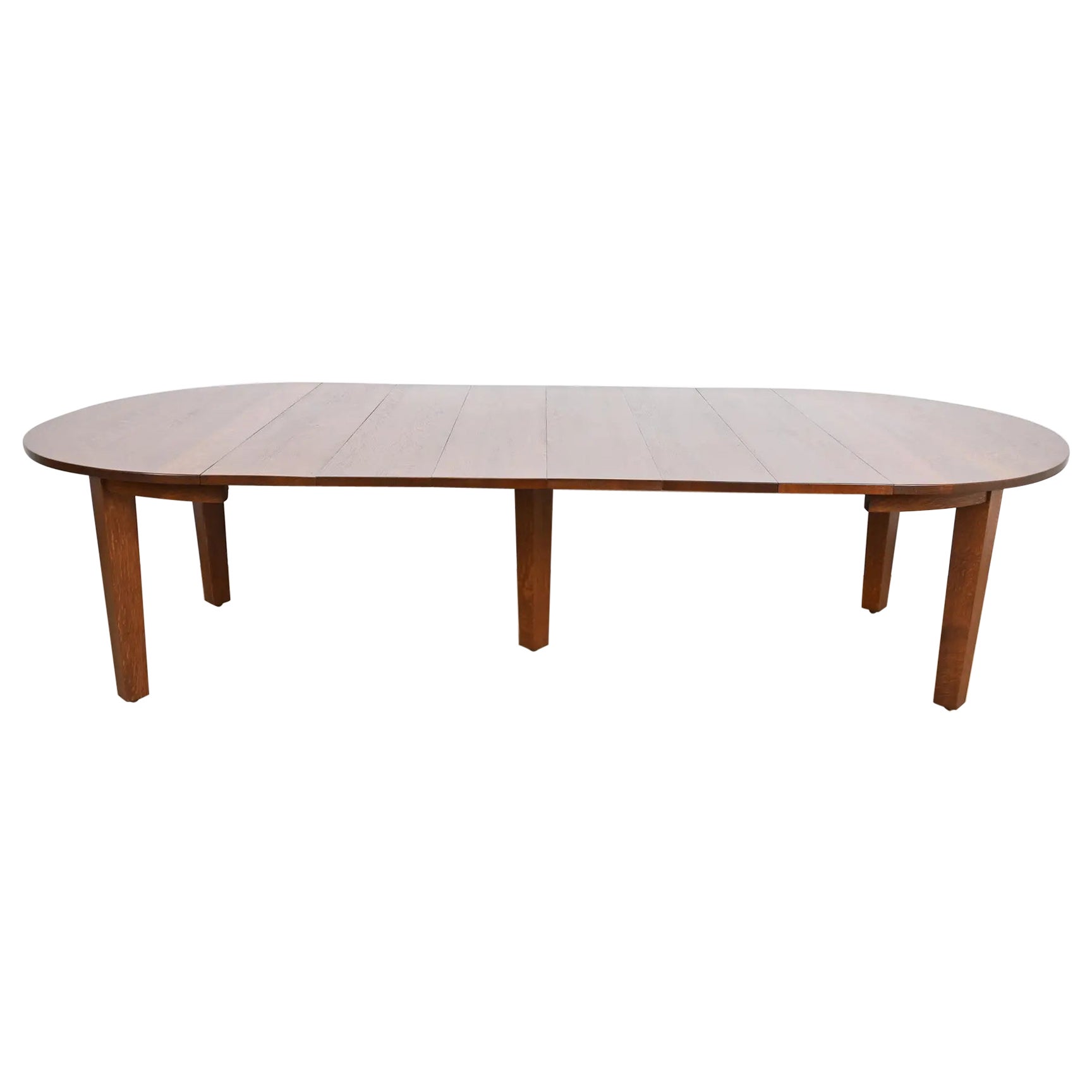 Gustav Stickley Mission Oak Arts & Crafts Esstisch, neu lackiert