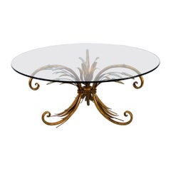 Mesa de centro dorada Mid Century Coco Chanel Hollywood Regency