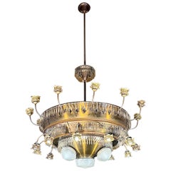 Lustre Art Déco en cuivre, diametre 185cm