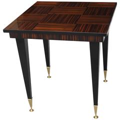 French Art Deco Exotic Macassar Ebony "Square" Game Table, circa 1940s