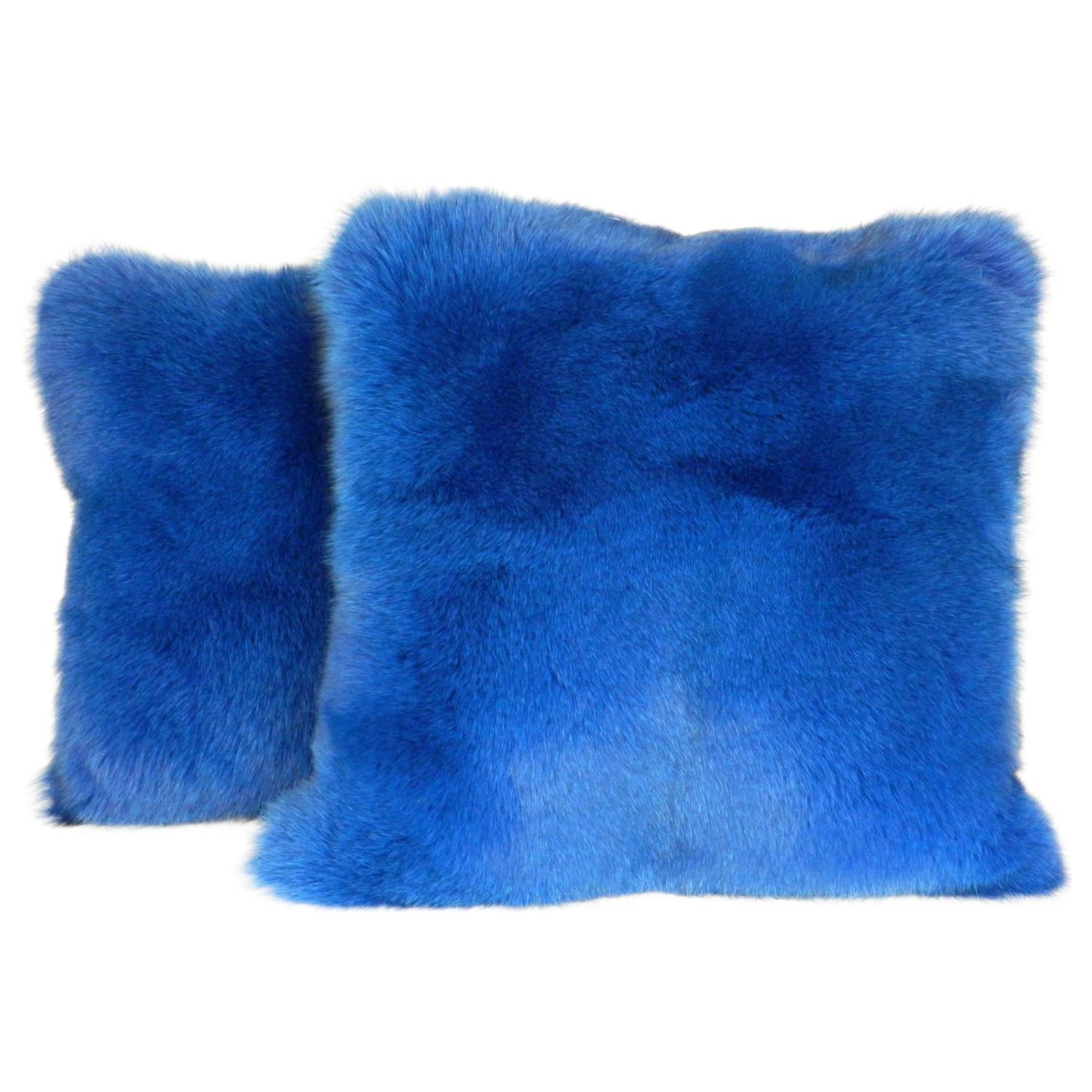 Exquisite Blue Fox Pillow with Italian Cashmere For Sale ...