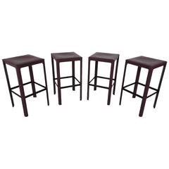 Matteo Grassi Stools in Bordeaux Leather