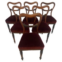 Juego de calidad de seis sillas de comedor antiguas victorianas de palisandro