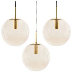 Limburg Pendant Lights, Brass and Brown Glass Globes, 1960s