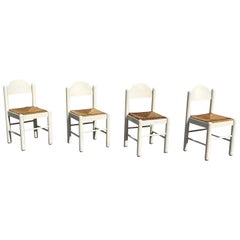 1970's Hank Lowenstein Padova White Oak Rush Dining Chairs, Set of 4