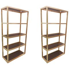 Pair of Brass Ètagerès/Bookcases by Pierre Vandel