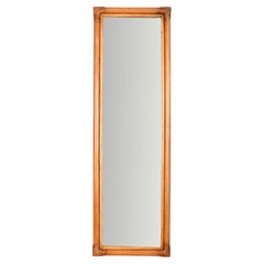 Midcentury Large Full Length Rectangular Mirror in Bamboo and Rattan, Italy 1970